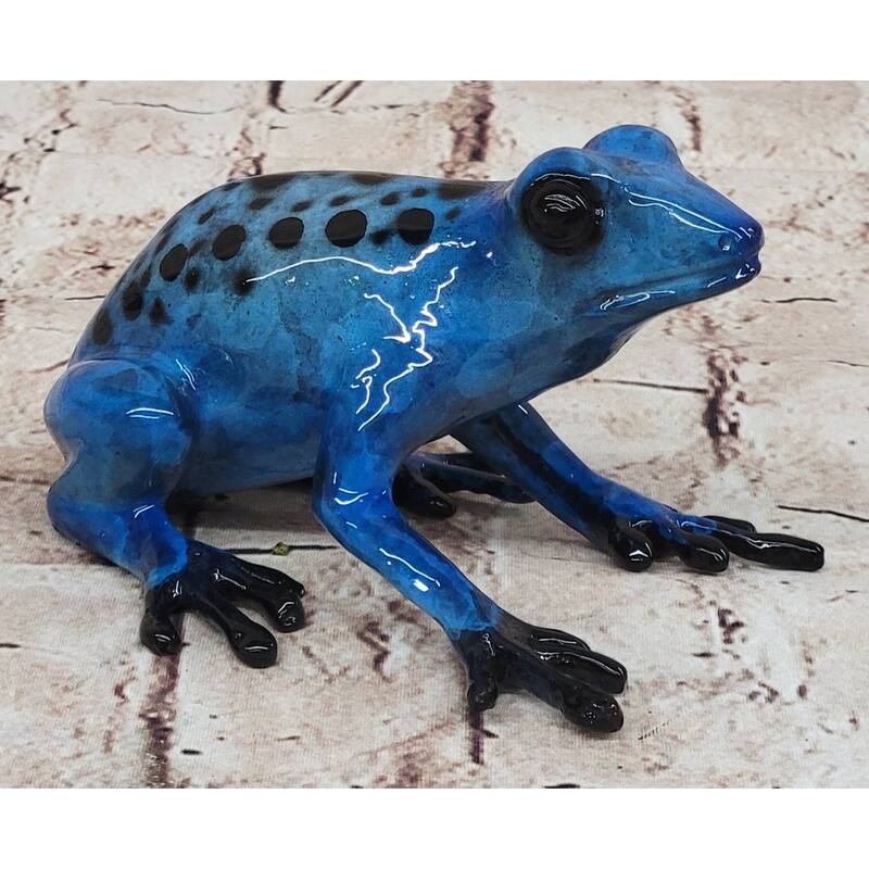Blue Poison Dart Tree Frog Bronze Metal Figurine Sculpture Signed Original Art