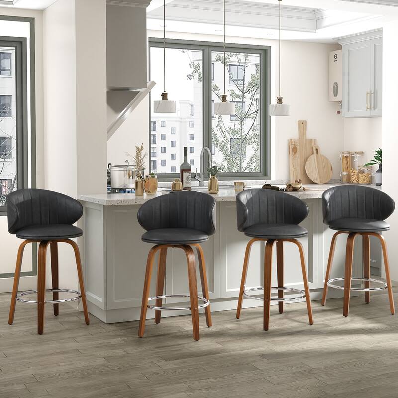 26 Inch Bentwood Bar Stools Swivel Counter Height Bar Stools