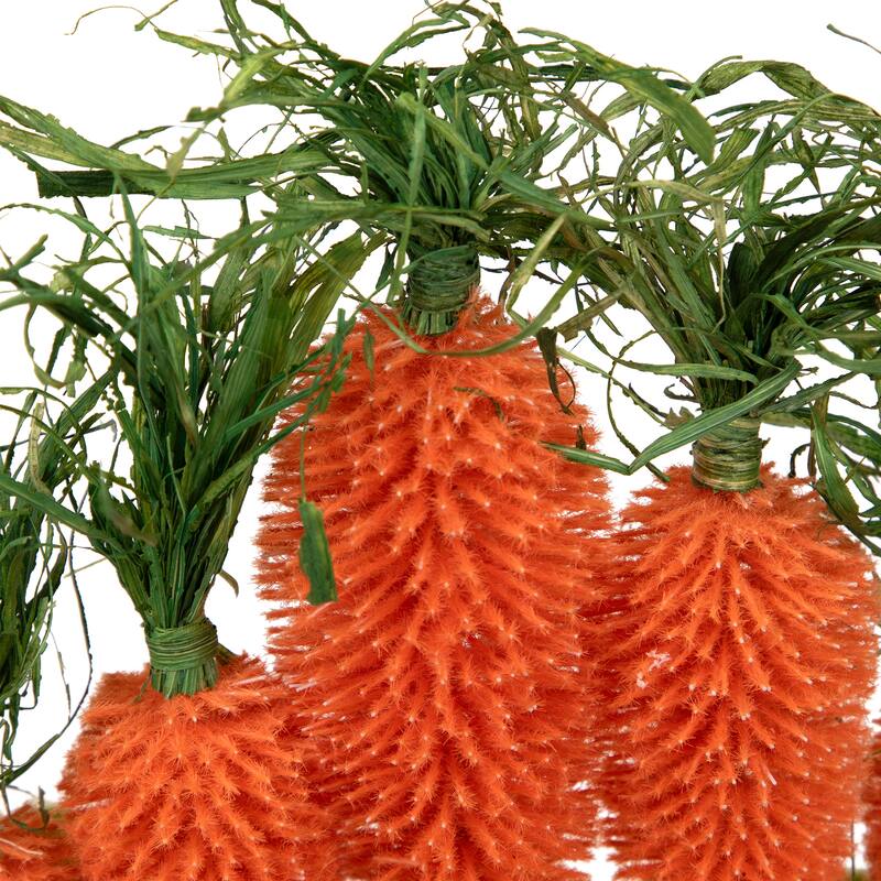 Standing Carrots on Floral Foliage Twig Log Easter Decoration - 2"