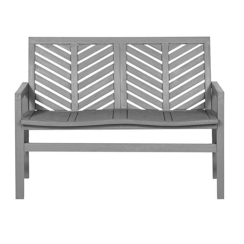 Walker Edison Acacia Wood Outdoor Chevron Love Seat