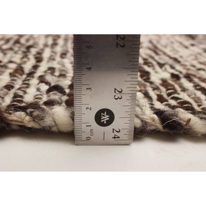 ECARPETGALLERY Braid weave Sienna Brown Wool Rug - 5'1 x 8'1