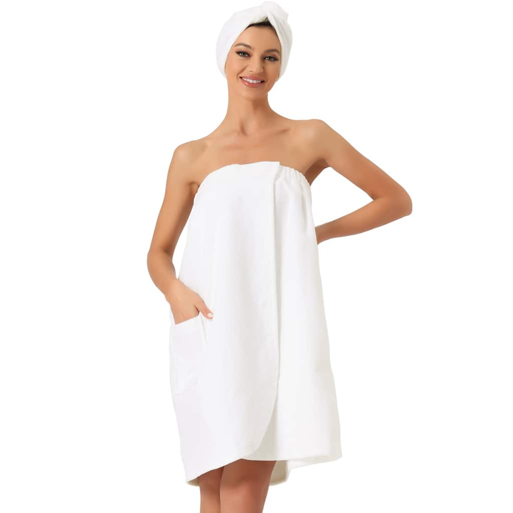 Womens Towel Wrap Robe Bathrobe Spa Towels with Shower Cap for Bath Gym