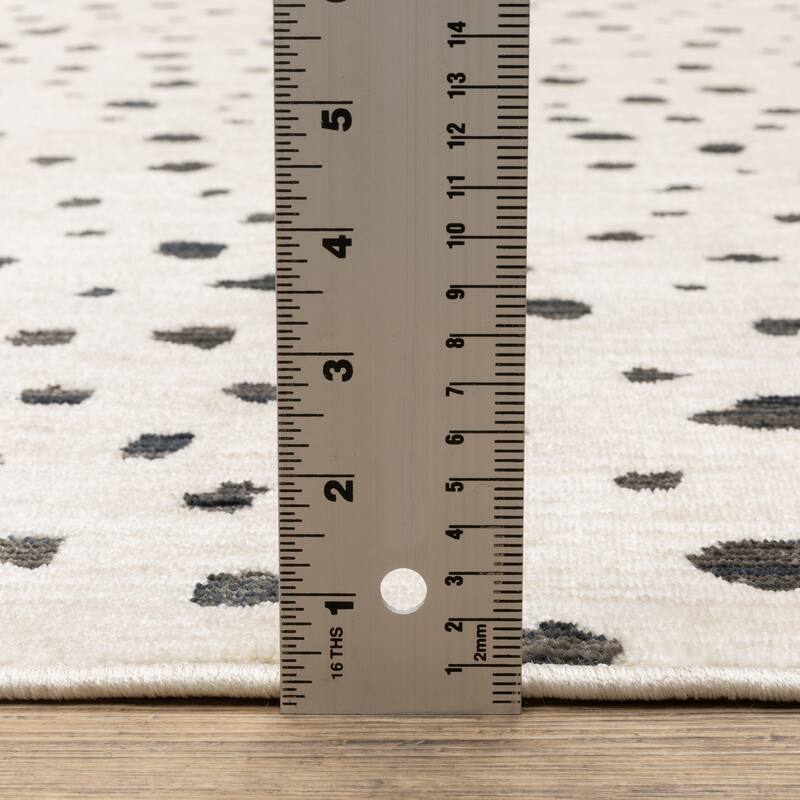 Hansel Abstract Playful Dots Beige/ Black Area Rug
