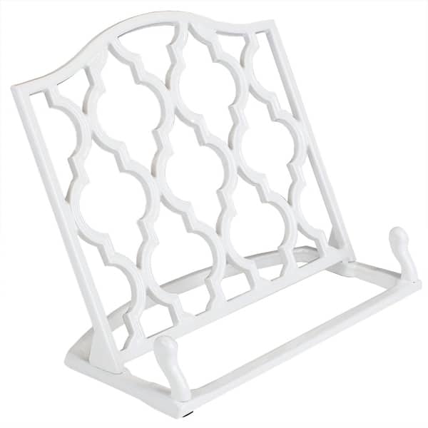 slide 2 of 7, Home Basics Cast Iron Moroccan Lattice Cookbook Stand, 10.5x5.5x9 Inches White