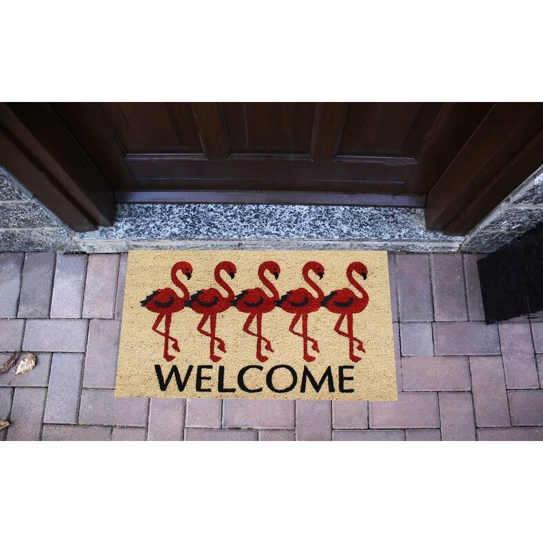 A1HC Natural Coir Doormat with Classic Design PVC Backing low Pile 18"X30" Front Outdoor Double Doormat