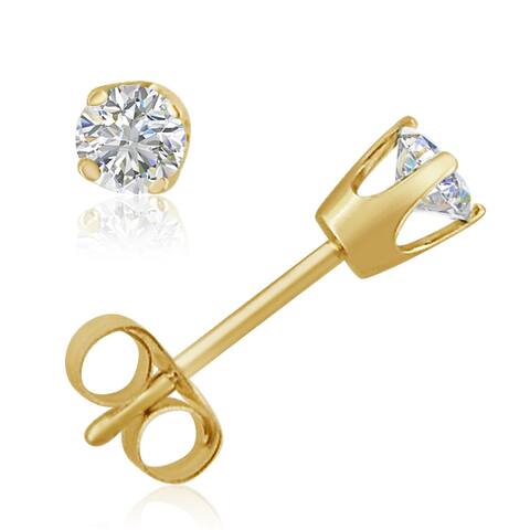 Amanda Rose AGS Certified 1/4ct tw Round Diamond Stud Earrings in 14K Yellow Gold