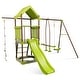 preview thumbnail 3 of 7, 7-in-1 Kids Outdoor Metal Playset with Wave Slide and Climbing Rope-Green - Multi