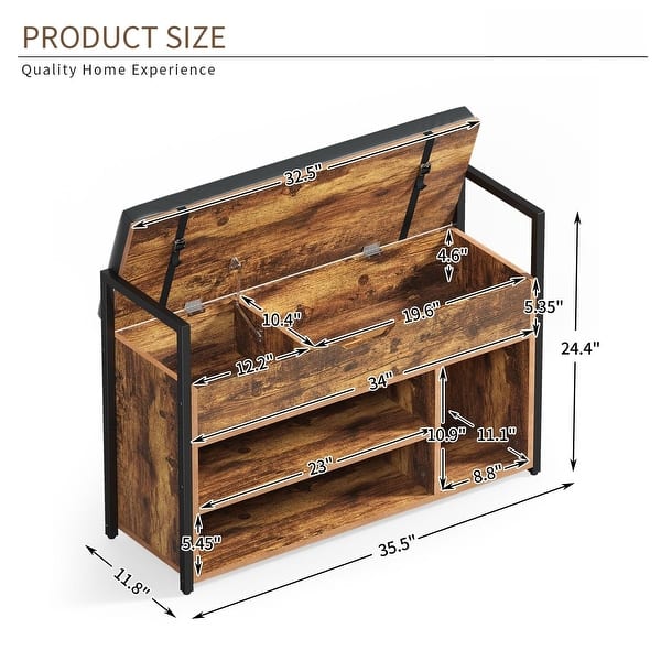 Open Shoe Bench Storage Shoe Bench Entryway Bench with Flip-Open Storage Box - Bed Bath ...