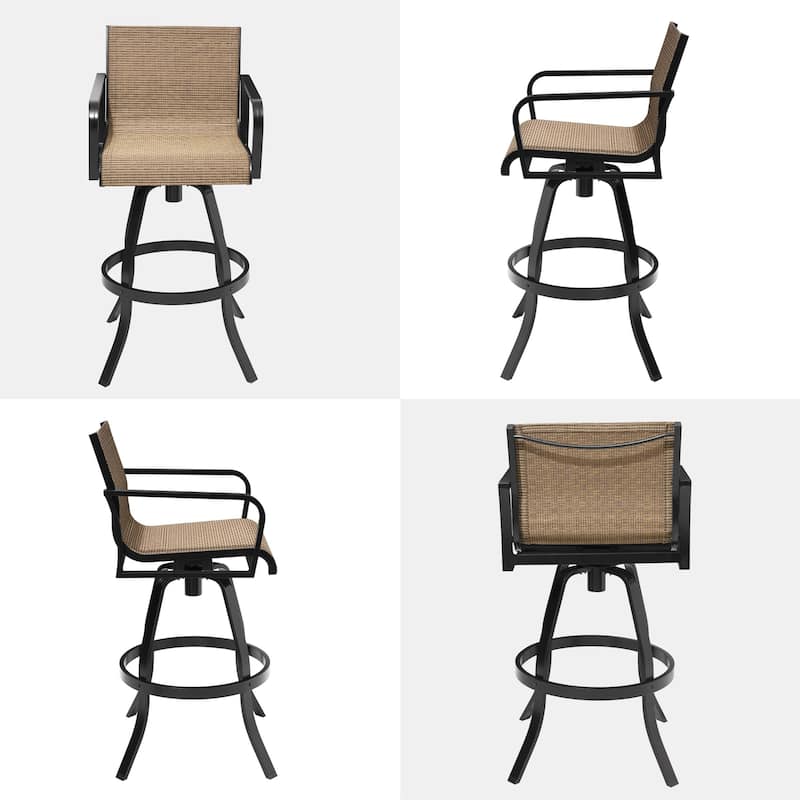 Pellebant Outdoor Aluminum Swivel Barstool Patio Bar Stools with Sunbrella Fabric - 18.31"Lx18.31"Wx43.31"H