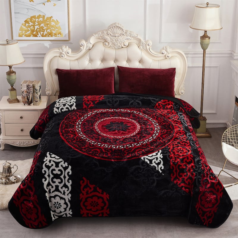 Heavy Crafted Thick Floral 9-pound Winter Fleece Blanket 85"x95"