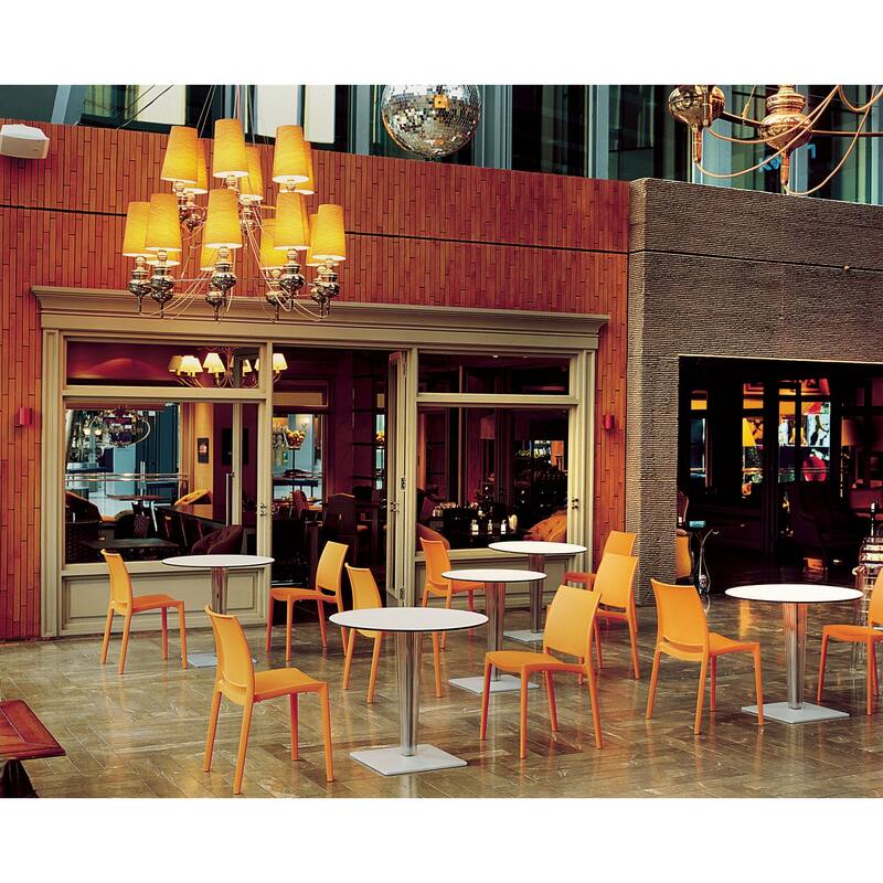 32" Orange Resin Solid Weather Resistant Outdoor Dining Chair