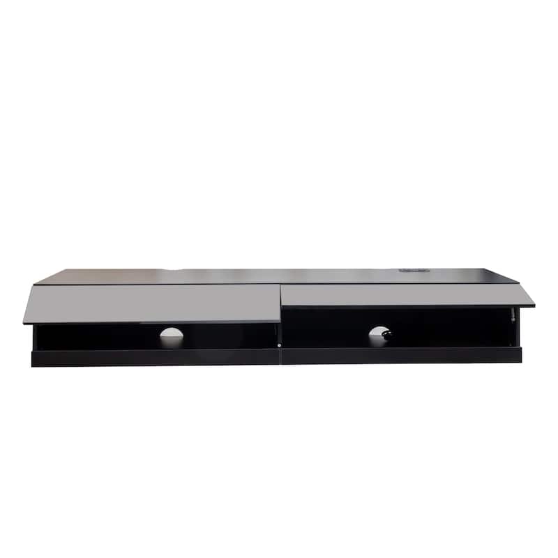 ​​Modern Floating TV Stand with 20 Color LEDs and 2 Storage Shelf Capacity for Living Room Bedroom and Office​