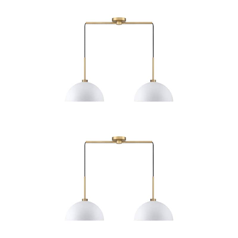 Nathan James Percy Modern 2-Light Pendant Island Light Fixture, Hanging Lights with Metal Shade and Adjustable Cord