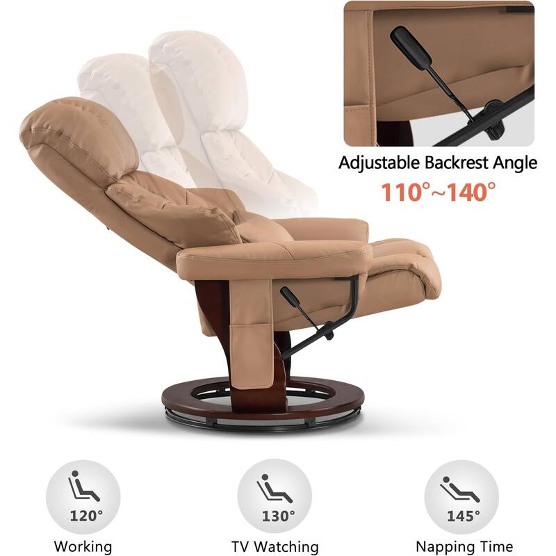 MCombo Set of 2 Recliner Chair with Ottoman Vibration Massag Faux Leather 9068