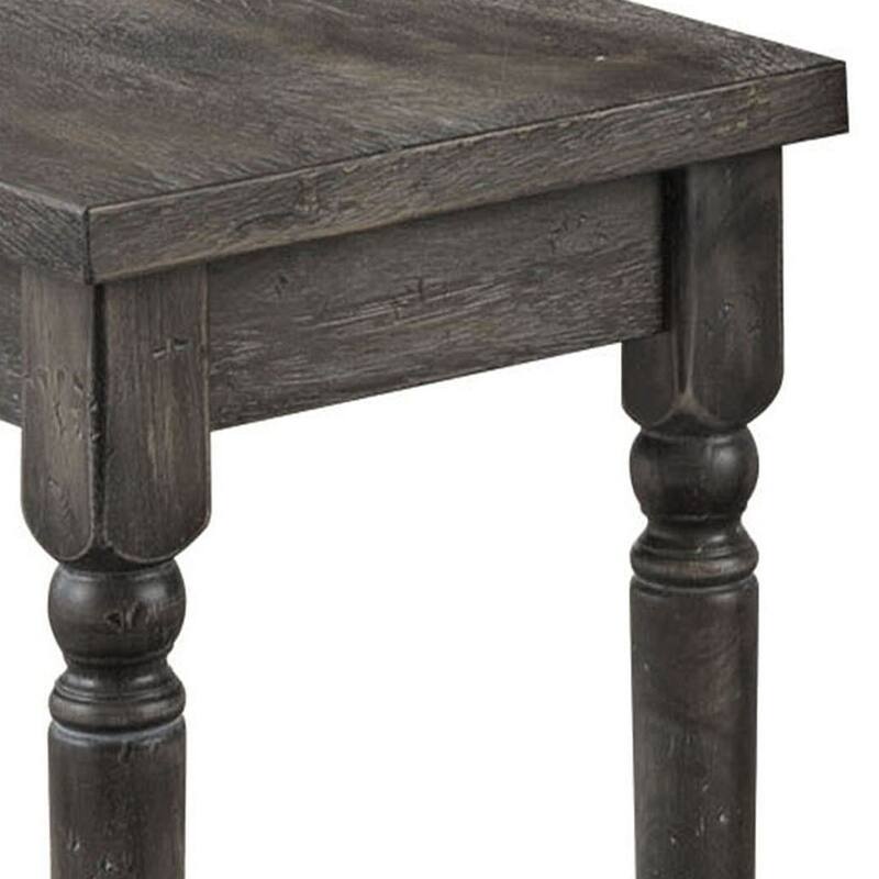 Weathered Grey Dining Bench with Turned Legs - Grey
