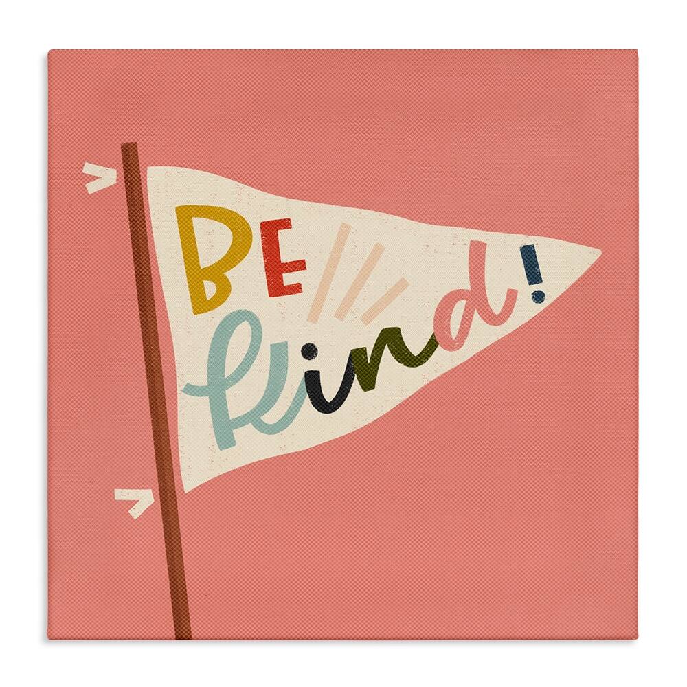 Stupell Be Kind Phrase on Flag Canvas Wall Art Design By Sarah Hickman