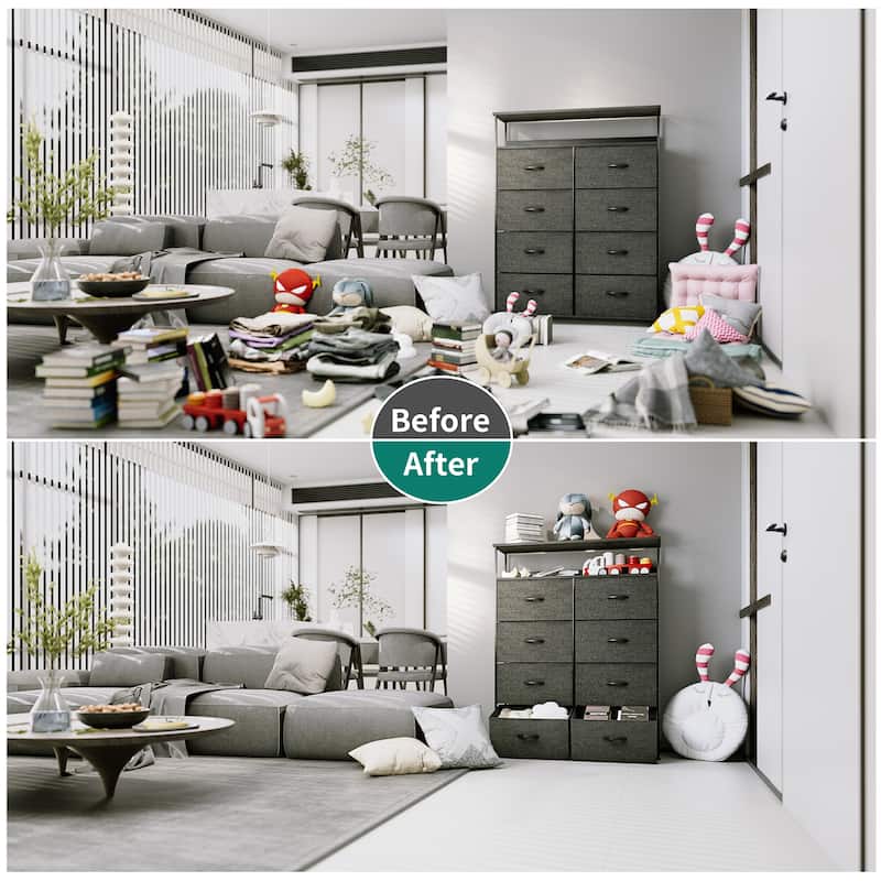 Modern Wide Dresser Storage Tower with 8 Drawers