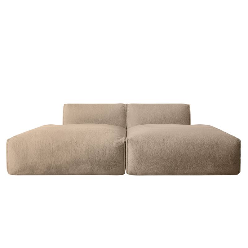 90" Plush Fabric Modular Sectional Sofa with High-Density Foam & Pocket Springs,and 2-Piece Fully Compressed Design