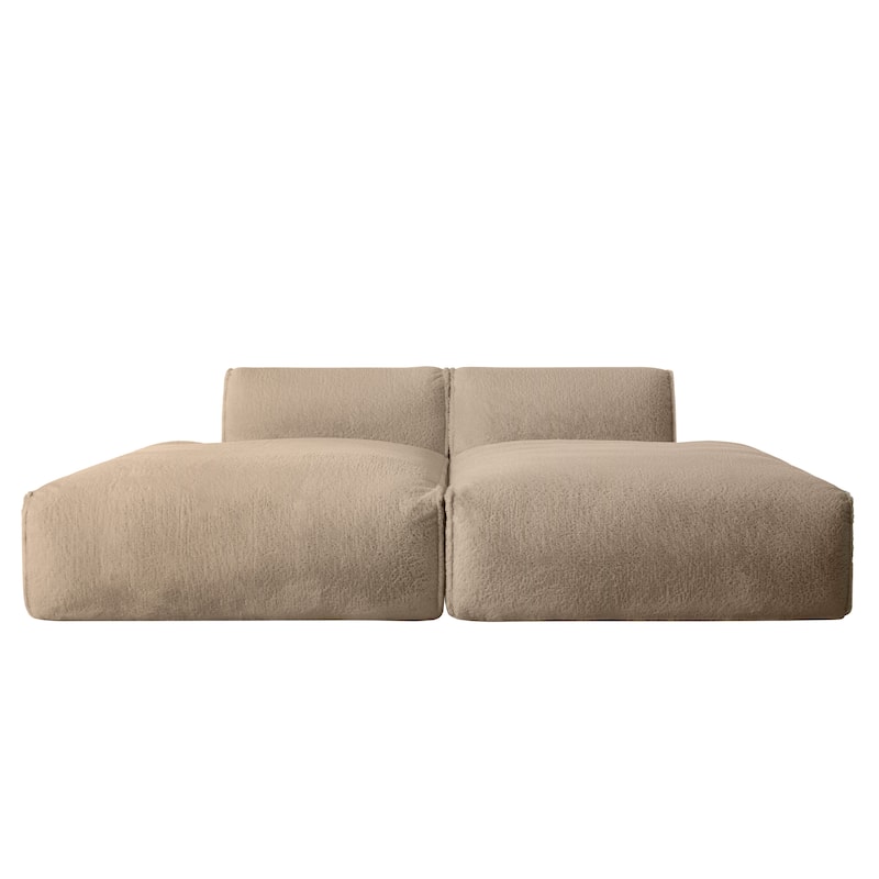 Fabric Sleeper Sectional Sofa Double Chaise Lounge Daybed