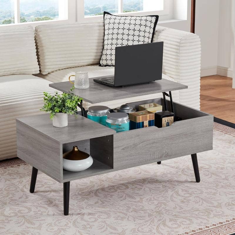 39" Lift-Top Coffee Table with Hidden Storage & Shelf – Ideal for Living Room or Reception Area‌