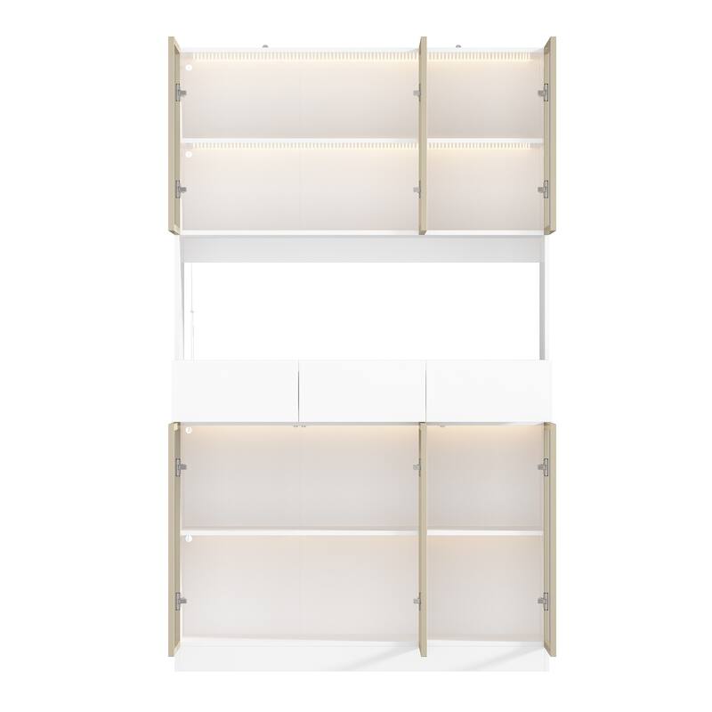 Tall Modular Display Storage Cabinet Bookcase w/Light Home Office