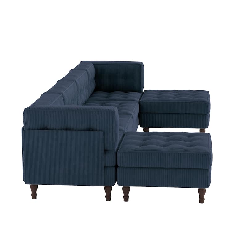Oversized Modular Sectional Corduroy Fabric Tufted Sofa