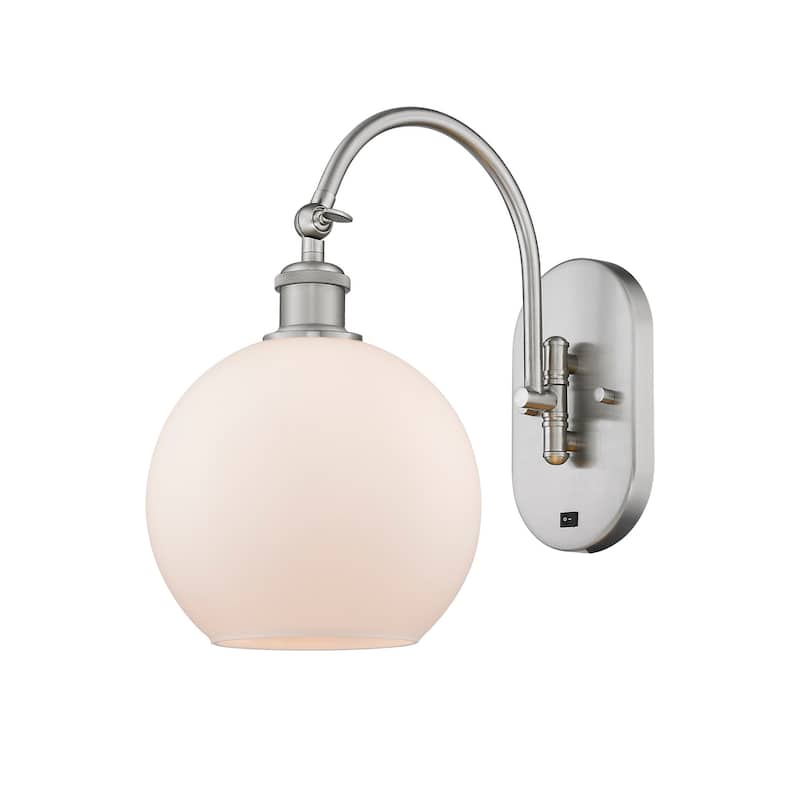 Innovations Lighting 518-1W-14-8 Athens Sconce Athens 14" Tall Wall - Brushed Satin Nickel / Matte White