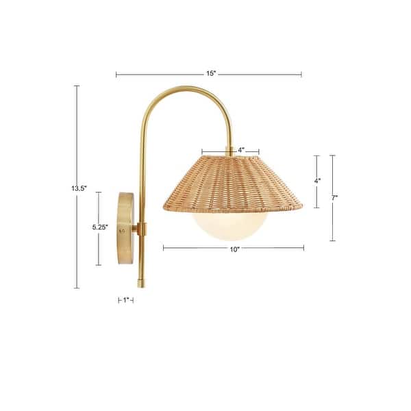 INK+IVY Laguna Gold Rattan Weave Shade Wall Sconce - Bed Bath & Beyond ...
