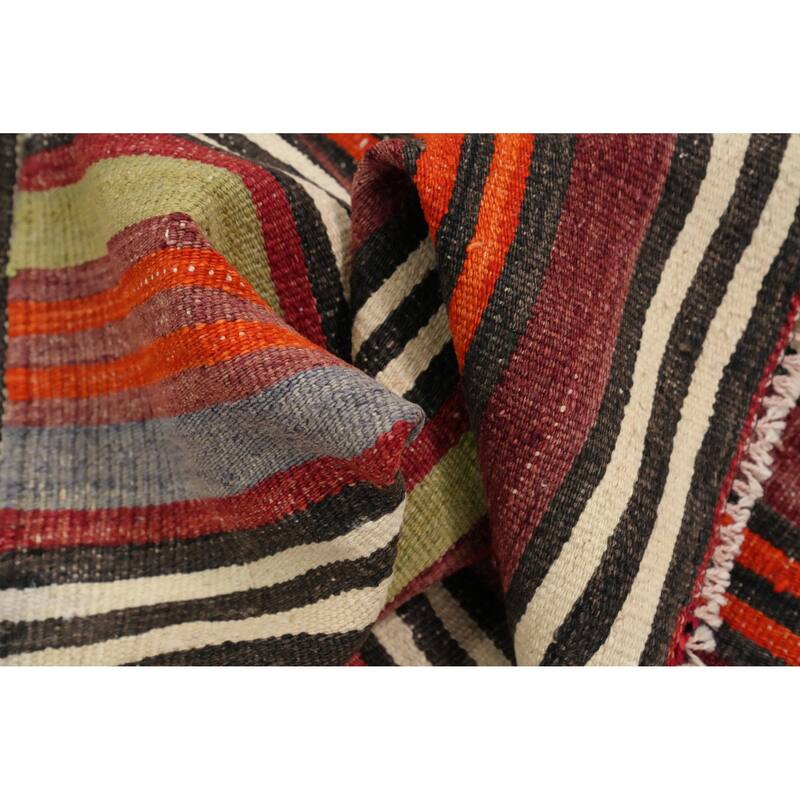 Hand Woven Oriental 100% Wool Carpet Southwestern Geometric Multi-Colored Kilim Area Rug - 9' 0'' X 5' 4''