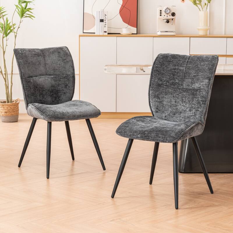 Dining Chairs Set of 2, Armless Kitchen Chairs, Soft Cushion - Charcoal