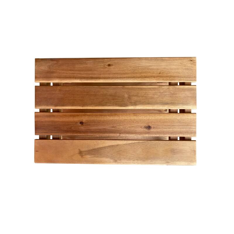 Zen® Acacia 18" Length Shower Bench with Shelf - 18"T x 18"W x 11.8"D