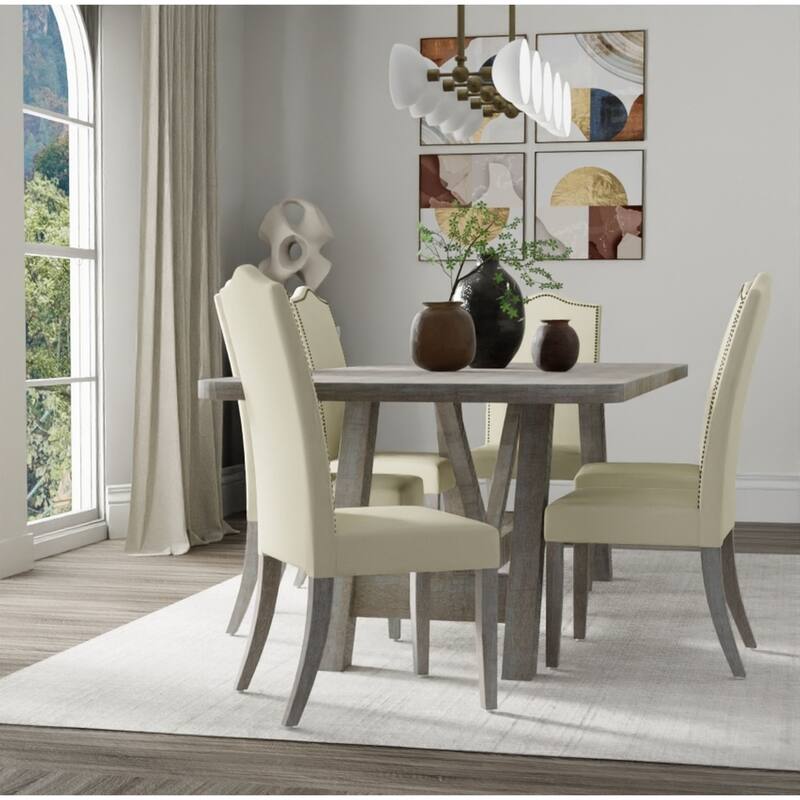 Upholstered Armless Dining Chair with Tapered Legs - 41.5" - Brown