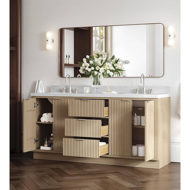 Ariel P72DCQOVO Milan 72" Free Standing Double Oval Basin Vanity Set