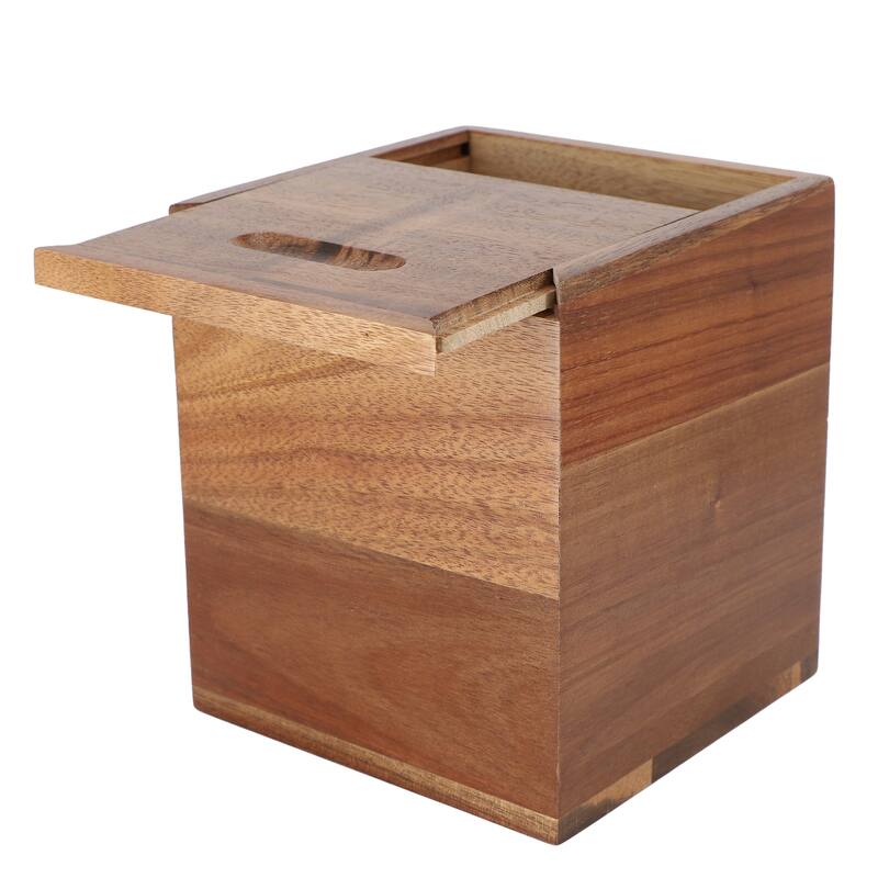 Square Acacia Wood Tissue Box Cover Slide-Out Bottom - Brown