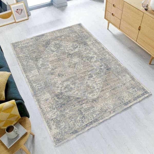 Dynamic Charisma Rug Charisma Muted Gray Distressed Abstract Rug 2'7X7' - 2'7 x 7' - Bed ...