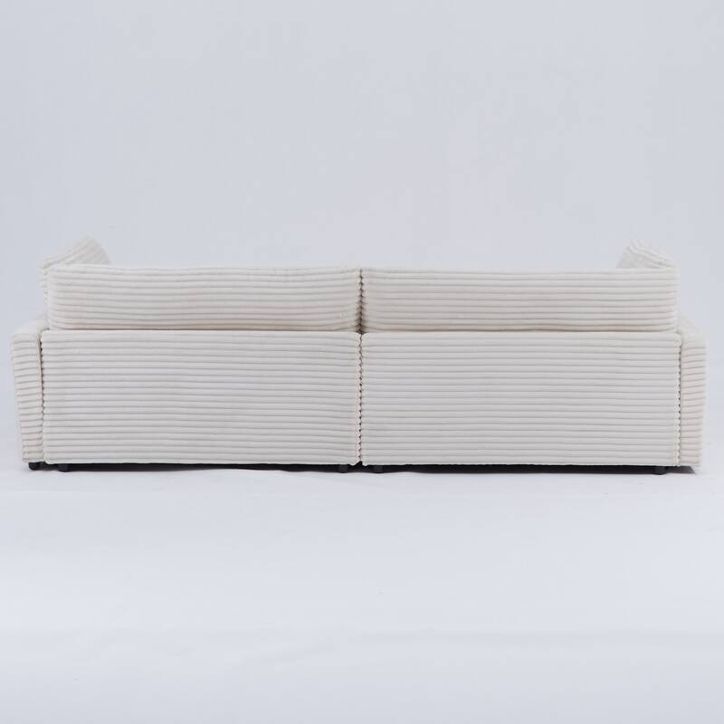 112-inch black corduroy sofa: two throw pillows, four backrests, opening up a new style for the living room's casual area