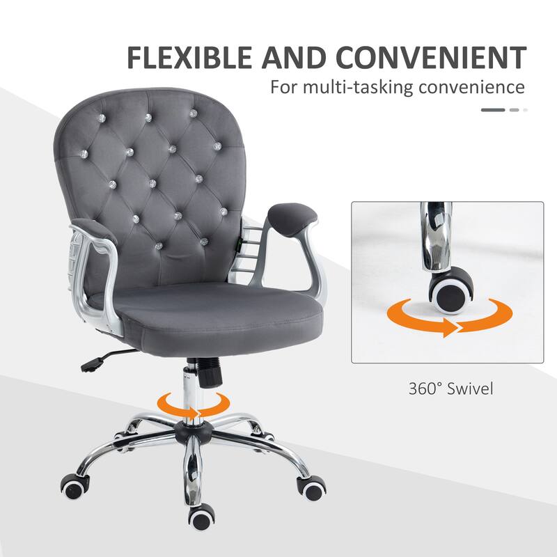 Stylish Button Tufted Upholstered Desk Chair Makeup Chair, Visitor Chair Drafting Chair with Adjustable Height