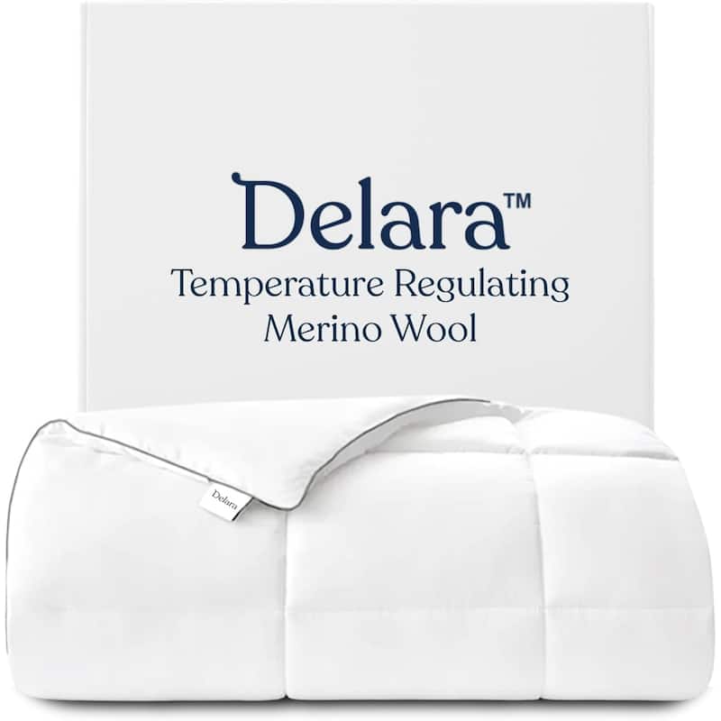 Delara Organic Merino Wool Duvet Insert - GOTS, Oeko-TEX & Woolmark Certified, 400TC Organic Cotton Shell, 300 GSM All-Season
