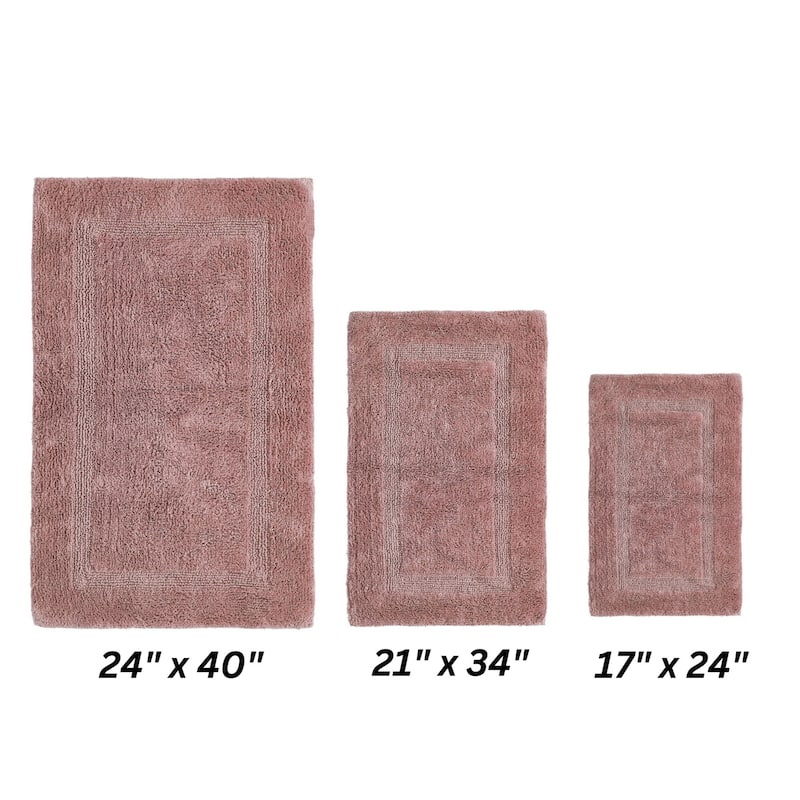 Better Trends Bath Rugs Set 100% Cotton Reversible Water Absorbent Bathroom Rug for Shower, Sink, Bath Mats - Lux Collection