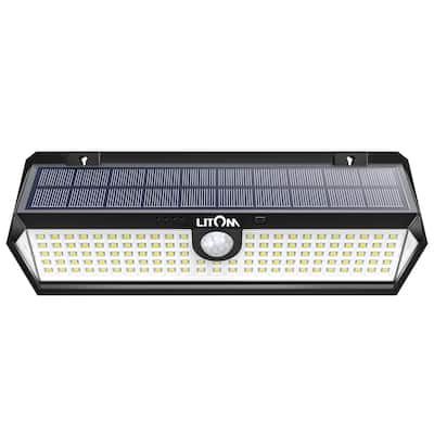 Solar Lights Outdoor 122 LED IP65 270-deg Wide Angle Motion Activated for Front Door Garden Patio Yard Garage Porch