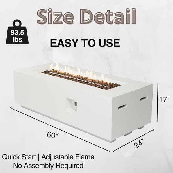 dimension image slide 1 of 2, GDFStudio - 60" Outdoor Magnesium Oxide Fire Pit Table