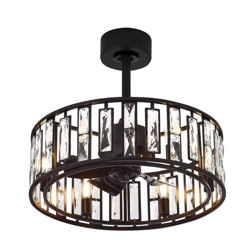 20-in Black Indoor Cage Ceiling Fan with Light Remote (5-Blade)