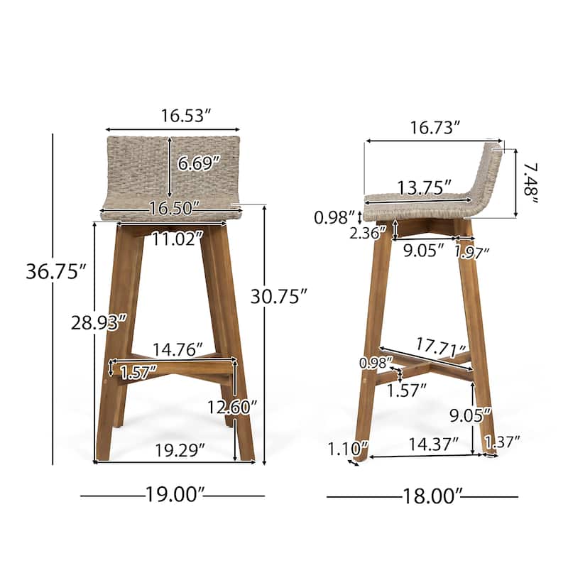 La Brea Outdoor Acacia Wood and Wicker Barstools (Set of 4) by Christopher Knight Home
