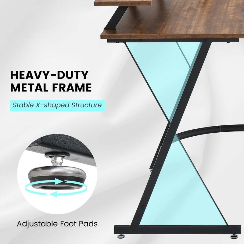 Costway L-shaped Computer Desk with Power Outlet 51" Corner Computer - See Details