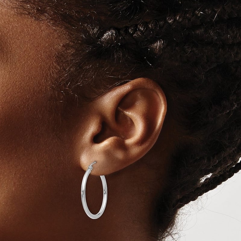 Curata 14k White Gold Polished 2mm Solid Classic Hoop Earrings - 13mm-65mm