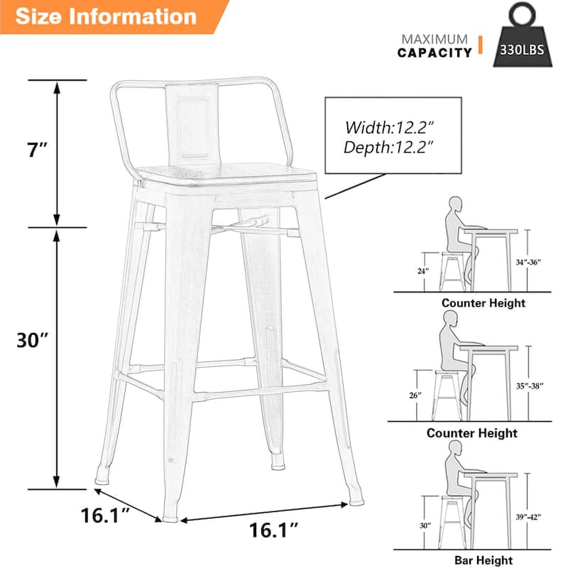bar stools with backs set of 4 Counter Bar Stools with Wood metal stools - Rusty. - Bar Height