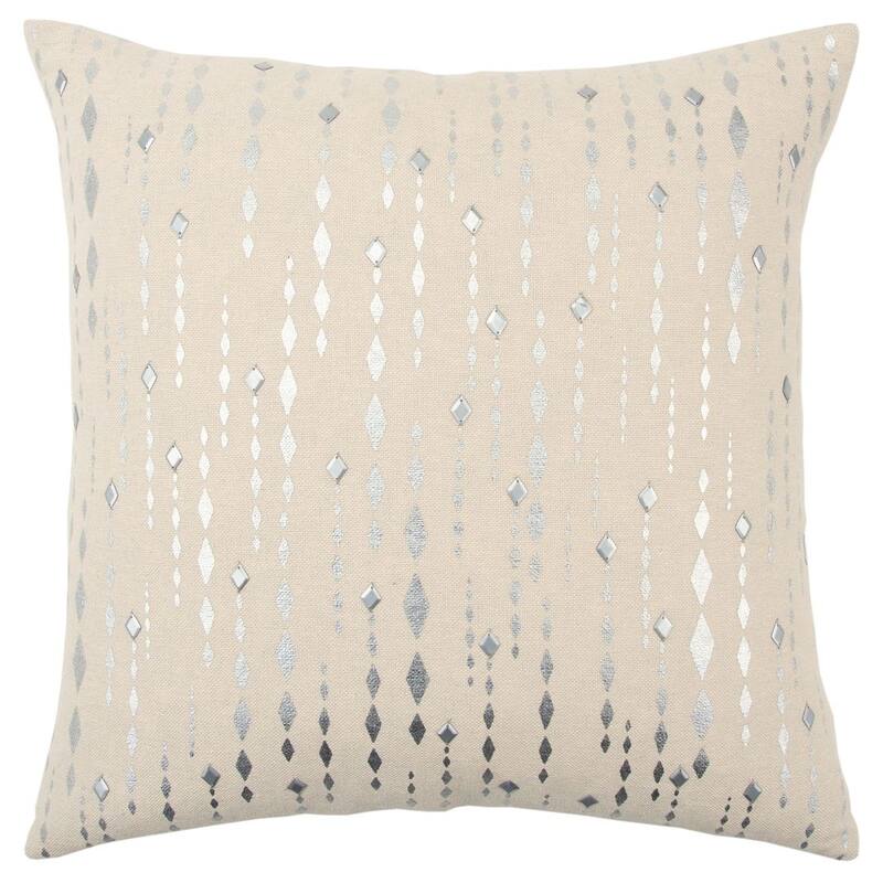 Rizzy Home Ivory and Metallic Hand crafted Striped Throw Pillow - Cover Only - Silver