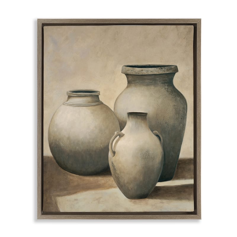 Stupell Trio of Vases Still Life Framed Floater Canvas Wall Art Design By André Mazo - 25 x 31 - Brown