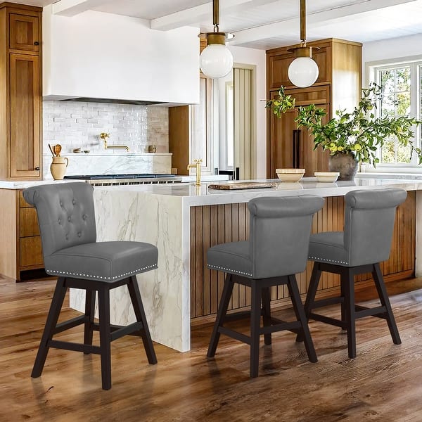 Grey Counter Height Barstools Swivel 26 Set Of Upholstered Bar