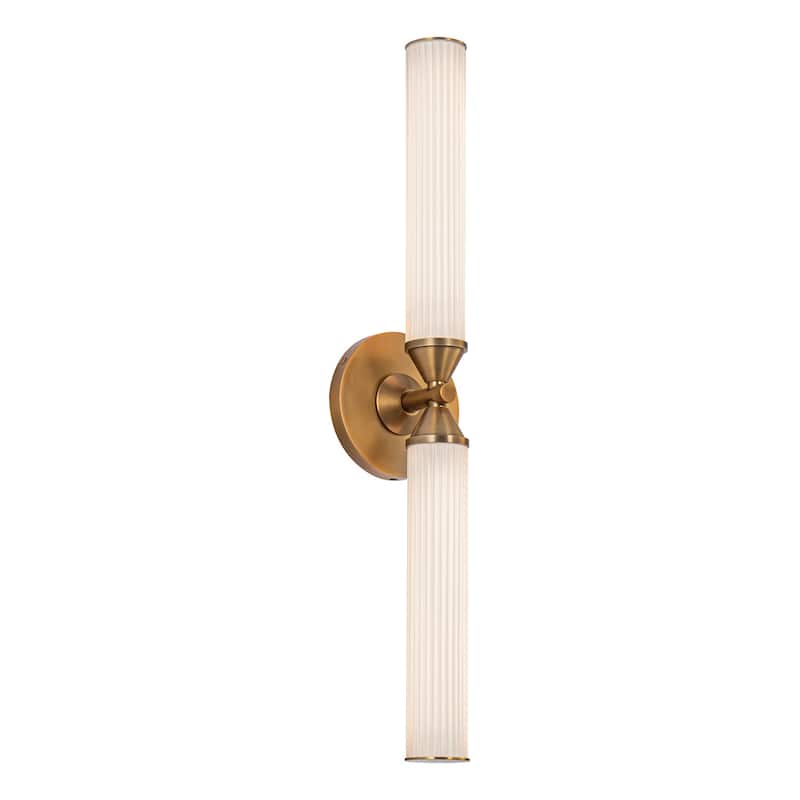 Alora Lighting WV348222 Edwin 23" Tall LED Wall Sconce - Vintage Brass / Frosted Ribbed Glass